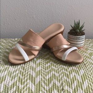Italian Shoemakers nude and gold wedge sandals
